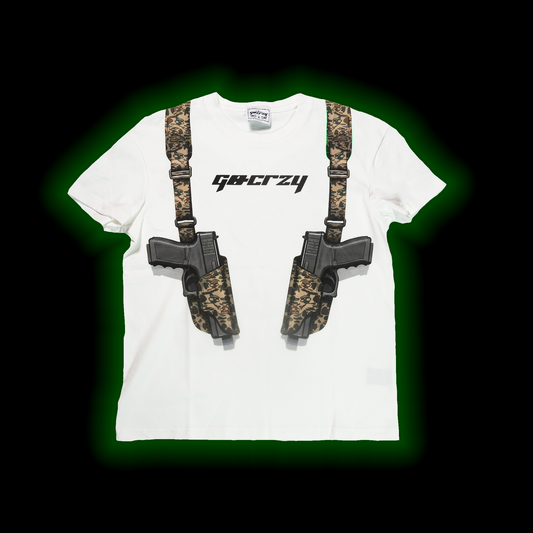 GO CRAZY DOUBLE TRIGGER CAMO TEE (WHITE)