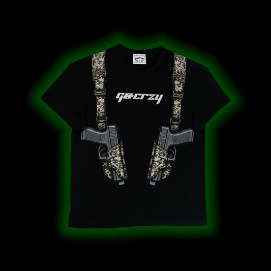 GO CRAZY DOUBLE TRIGGER CAMO TEE (BLACK)