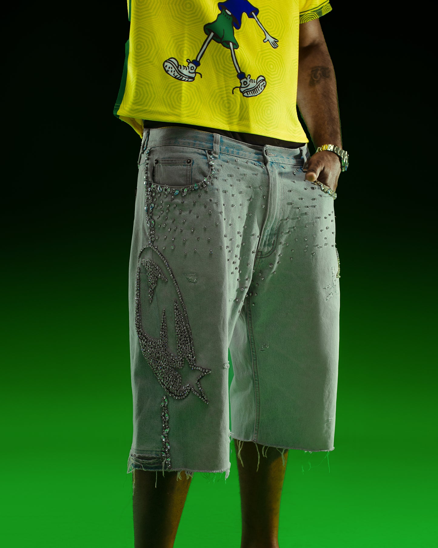 5200 X STREET SOUK BLUE RHINESTONE DENIM SHORTS