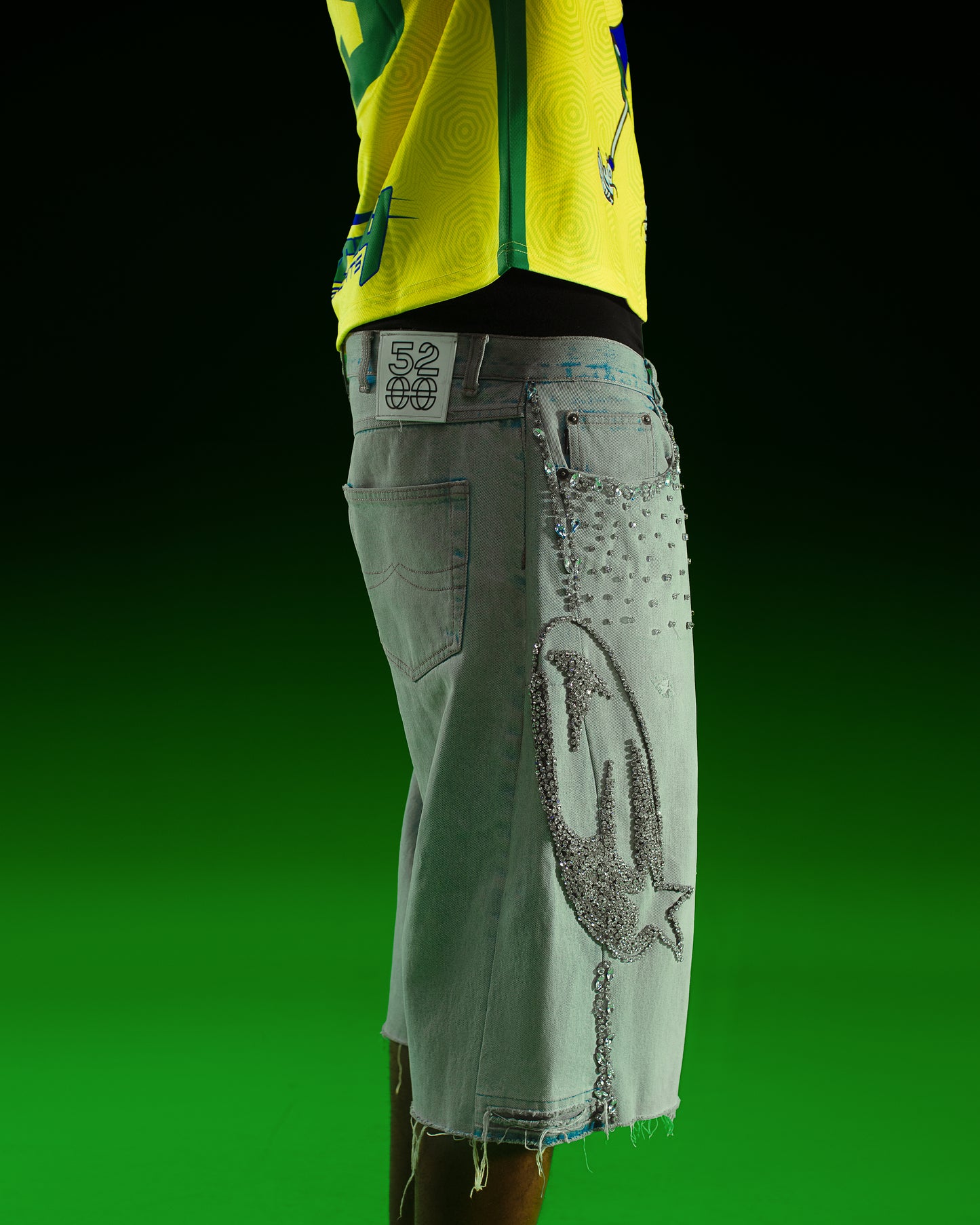 5200 X STREET SOUK BLUE RHINESTONE DENIM SHORTS