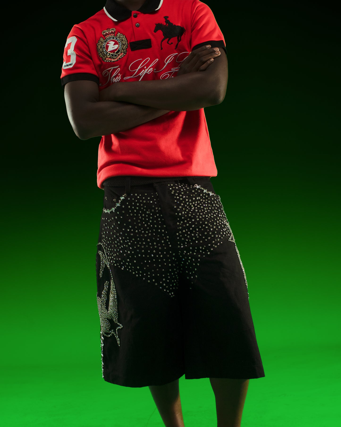 5200 X STREET SOUK BLACK DENIM RHINESTONE SHORTS