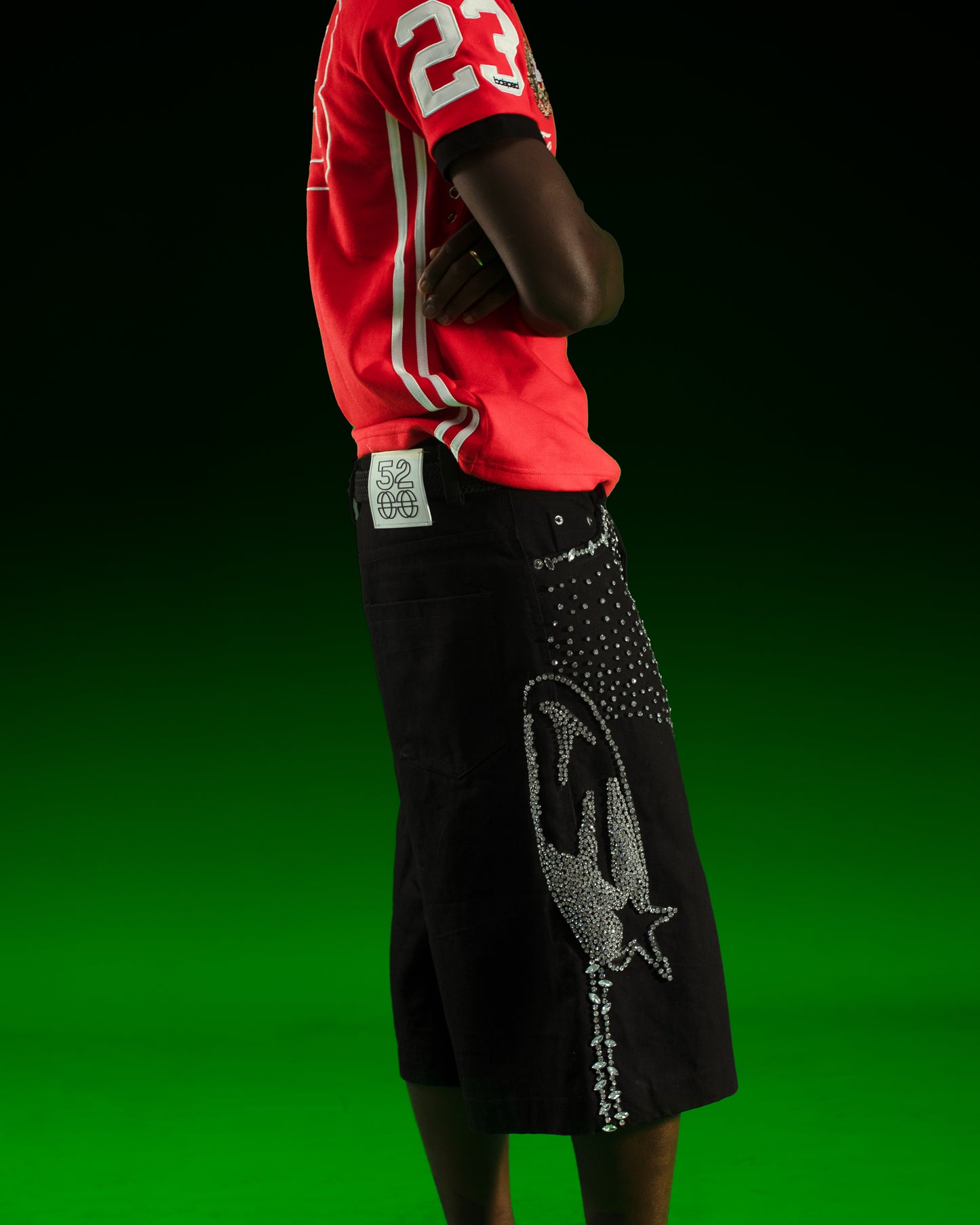 5200 X STREET SOUK BLACK DENIM RHINESTONE SHORTS