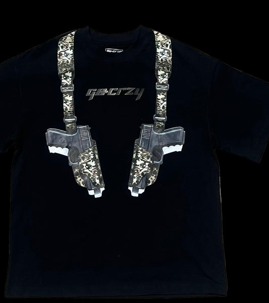 GO CRAZY DOUBLE TRIGGER CAMO TEE (BLACK)